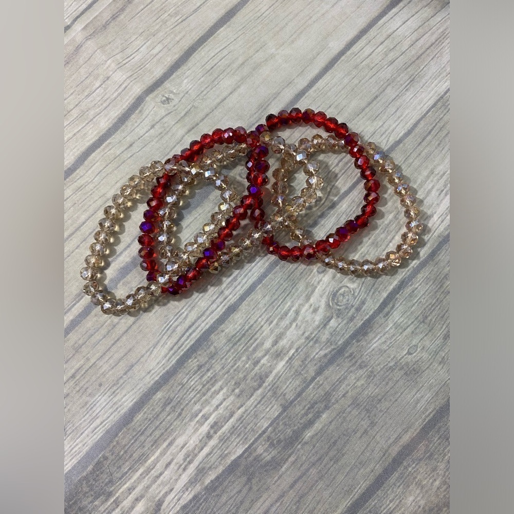 Pink Diamondback Handmade First Crush Stretchy Glass Beads Bracelet Set